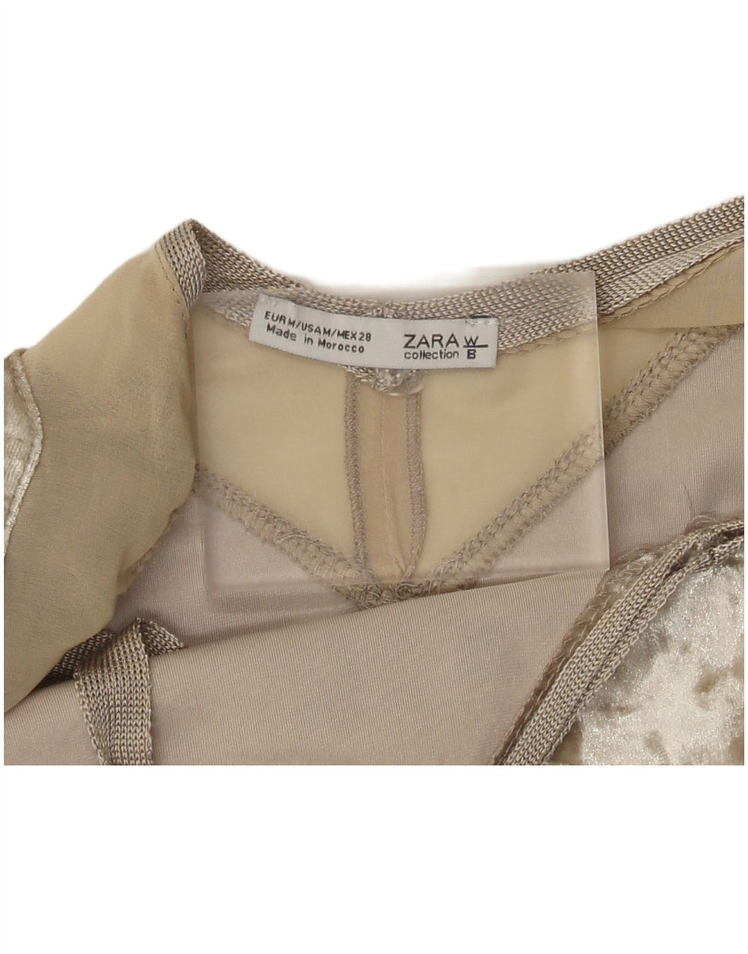 Zara Womens Crop Velvet Cami Top UK 12 Medium Beige