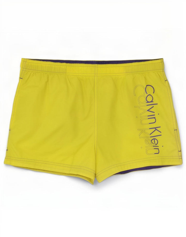 Calvin Klein Herre grafiske badeshorts store gule polyester