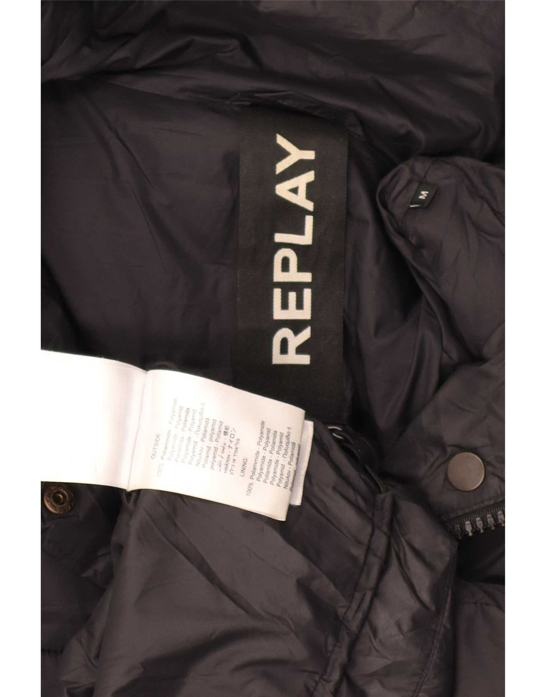 Giacca imbottita grafica da donna Replay UK 14 media nera in poliammide
