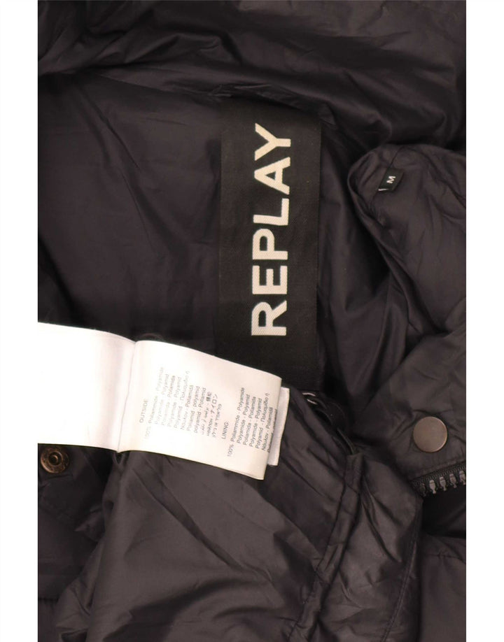 Giacca imbottita grafica da donna Replay UK 14 media nera in poliammide