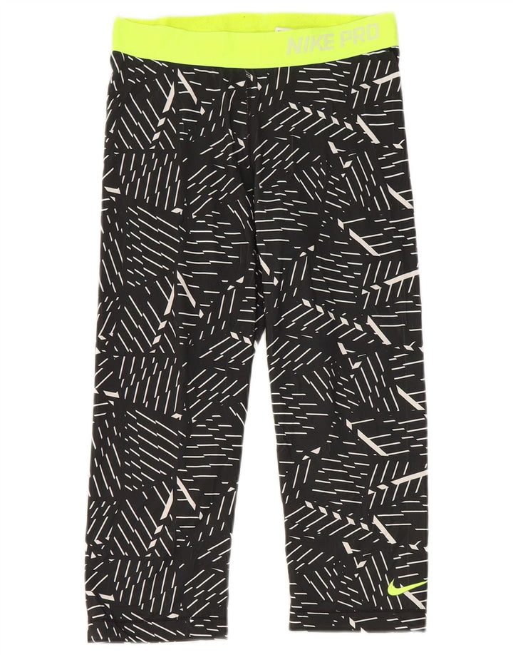 Nike Dame Grafiske Capri Leggings UK 12 Medium Sort Geometrisk Polyester
