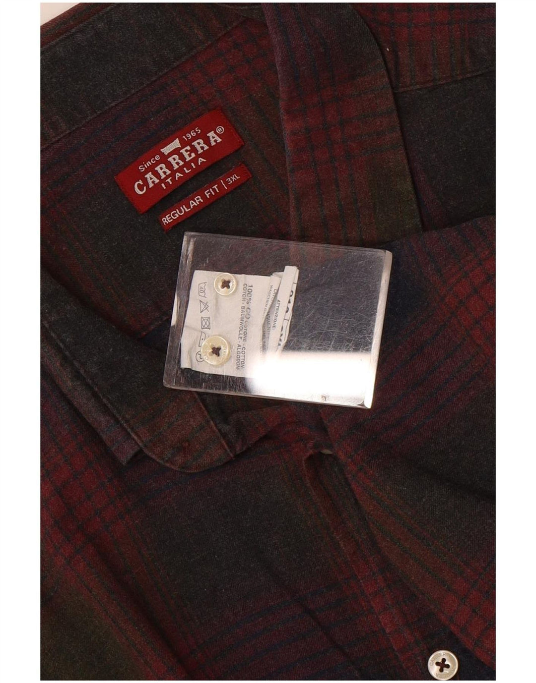 Carrera Herren-Hemd, reguläre Passform, 3XL, rot kariert, Baumwolle