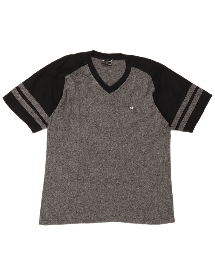 Champion Mens T-Shirt Top Medium Grey Colourblock Cotton