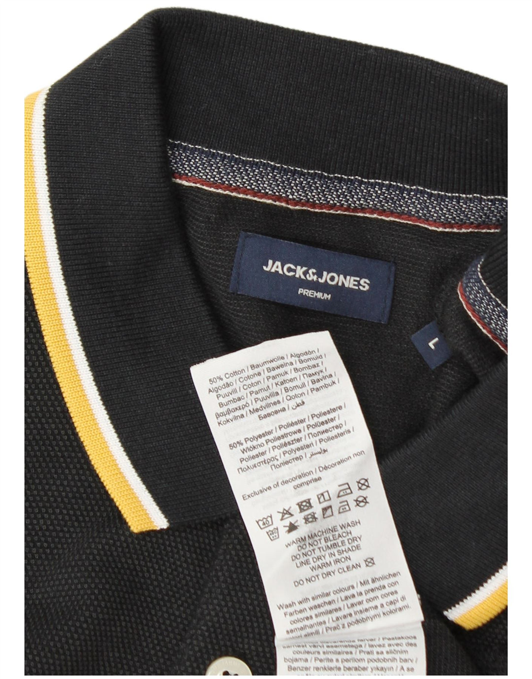 Jack & Jones Mens Polo Shirt Large Black Cotton