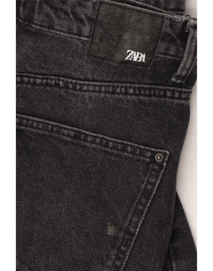 Zara Womens High Waist Denim Shorts Medium W30 Grey