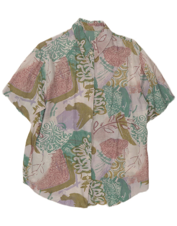Chemise à manches courtes femme vintage UK 16 Grand Floral multicolore
