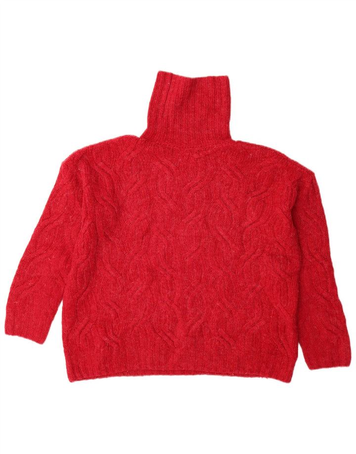 Marks & Spencer Womens Oversized Roll Neck Jumper Sweater UK 10 Small Pink