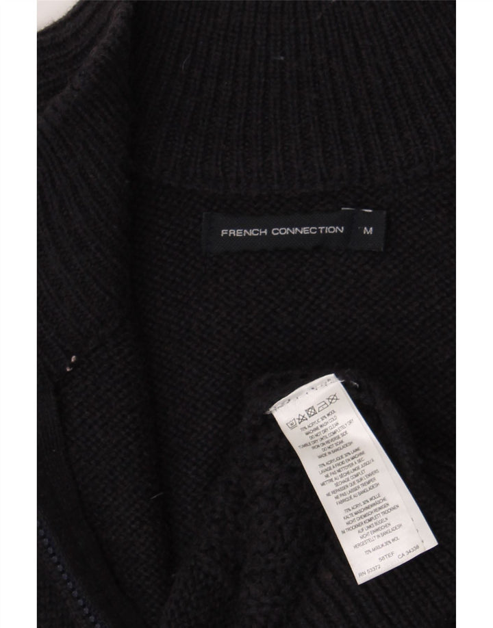 French Connection Mens Cardigan Sweater Medium Navy Blue Acrylic