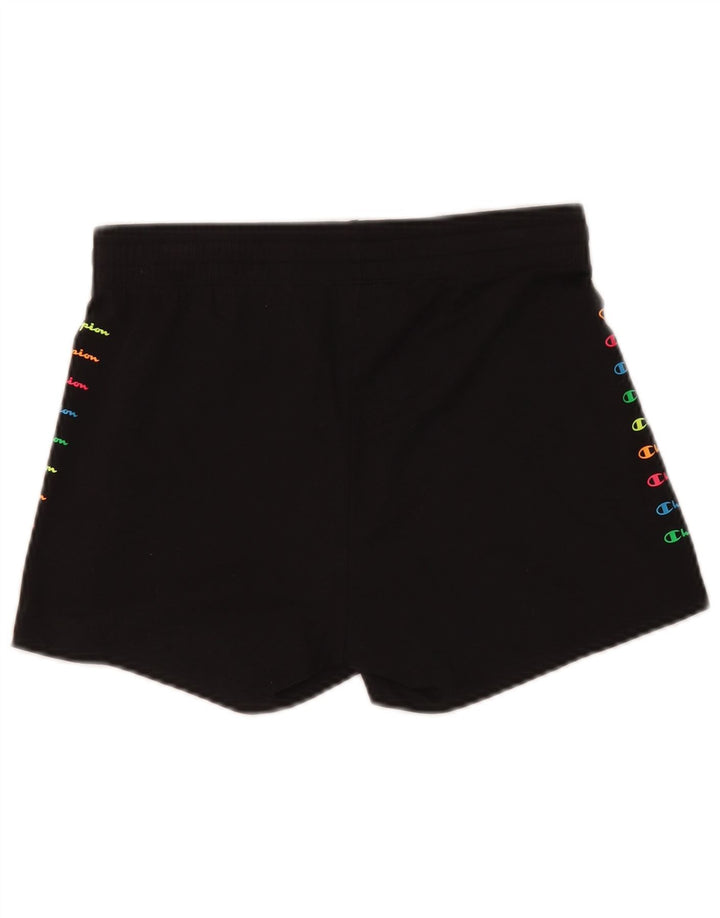 Champion Womens Graphic Sport Shorts UK 12 Medium Black