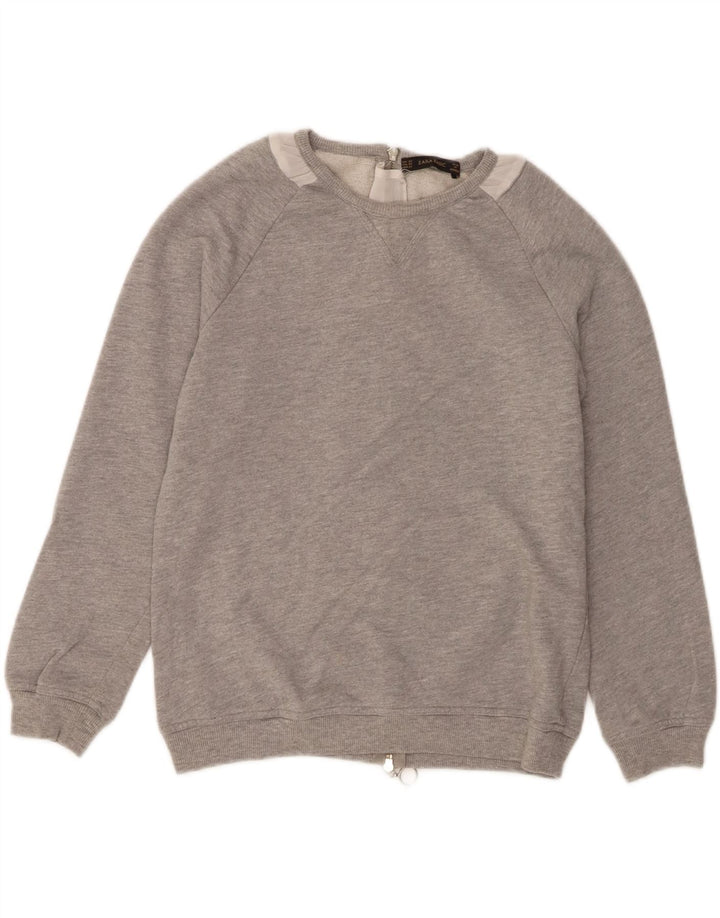 ZARA Womens Oversized Sweatshirt Jumper UK 6 XS Grey Cotton Vintage Zara and Second-Hand Zara from Messina Hembry 