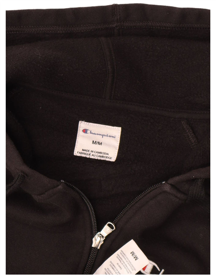 Champion Mens Zip Hoodie Sweater Medium Black Cotton