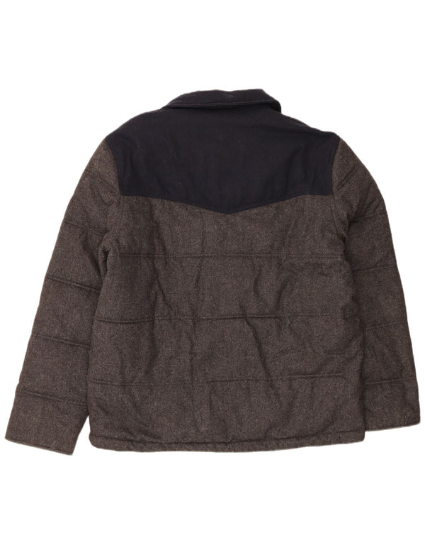 Marks & Spencer Mens Padded Jacket UK 41 Large Grey Colourblock Wool