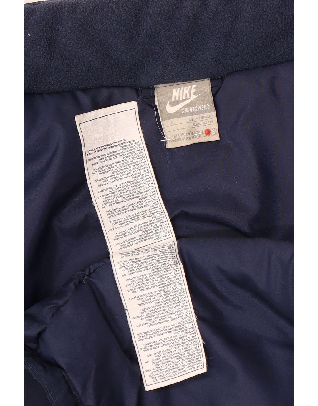 Nike Boys Graphic Padded Jacket 12-13 Years Large Navy Blue Polyester