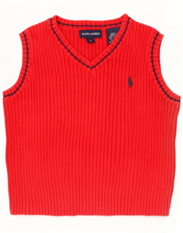 Ralph Lauren Boys Vest Tank Top 3-4 Years Red Cotton