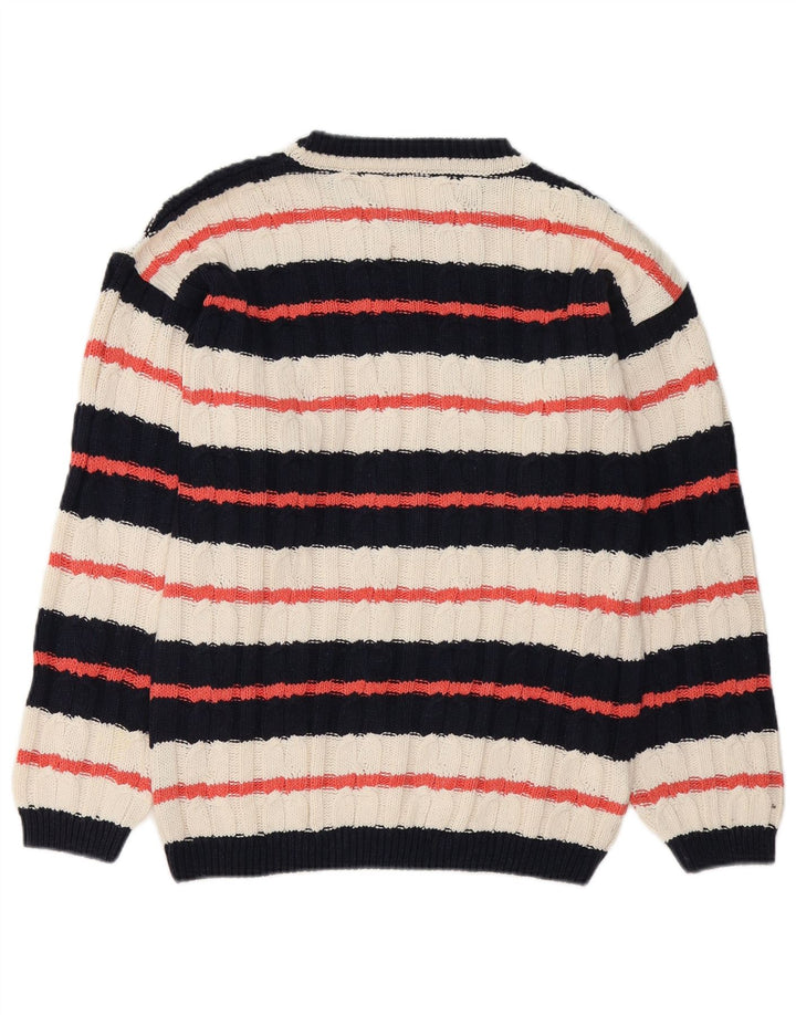 vintage Mens Boat Neck Jumper Pull Moyen Multicolore Rayé
