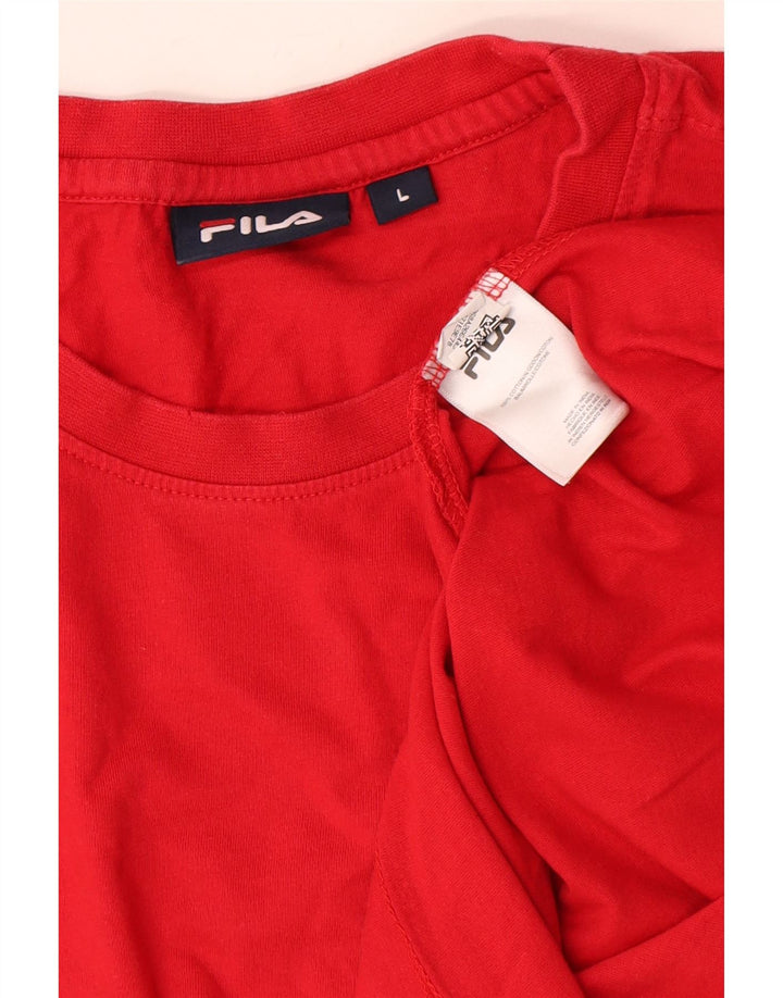 Fila Mens Graphic Top Long Sleeve Large Red Colourblock Cotton