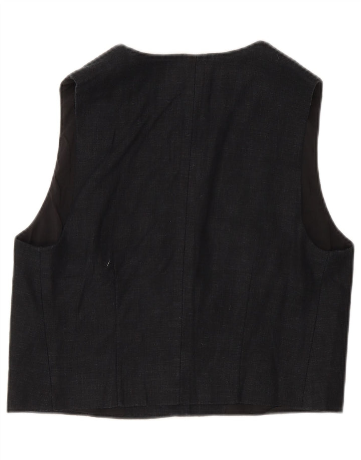 Marks & Spencer Womens Crop Waistcoat UK 10 Small Black Linen