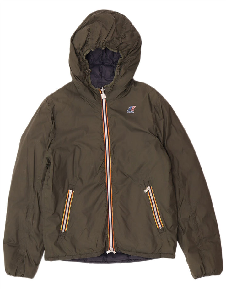 Giacca imbottita reversibile con cappuccio da uomo K-Way UK 38 Verde medio Poliammide