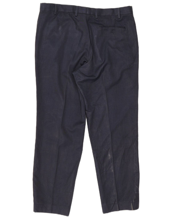 Marks & Spencer Pantalones de traje rectos de corte regular para hombre W38 L28 Azul marino