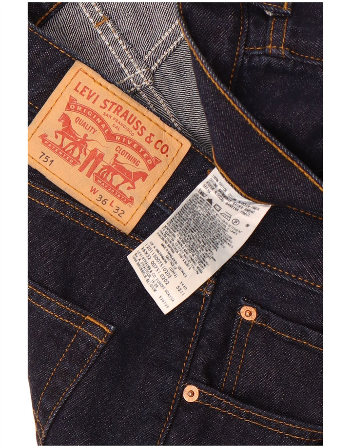 Levi's Mens 751 Cropped Jeans W36 L26 Navy Blue Cotton