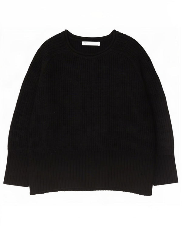 Maglione Zara da donna oversize con scollo a barca UK 10 piccolo acrilico nero