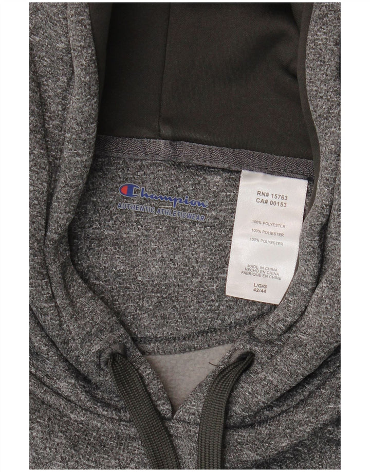 CHAMPION Mens Hoodie Jumper Large Grey Flecked Polyester