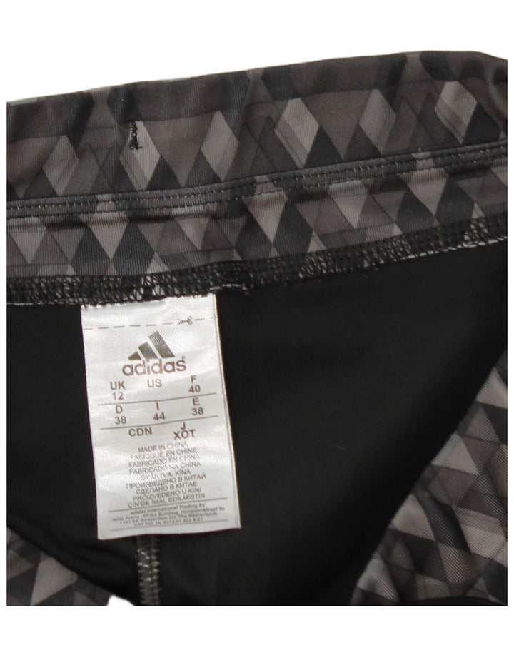 ADIDAS Womens Leggings UK 12 Medium Black Geometric Polyester Vintage Adidas and Second-Hand Adidas from Messina Hembry 