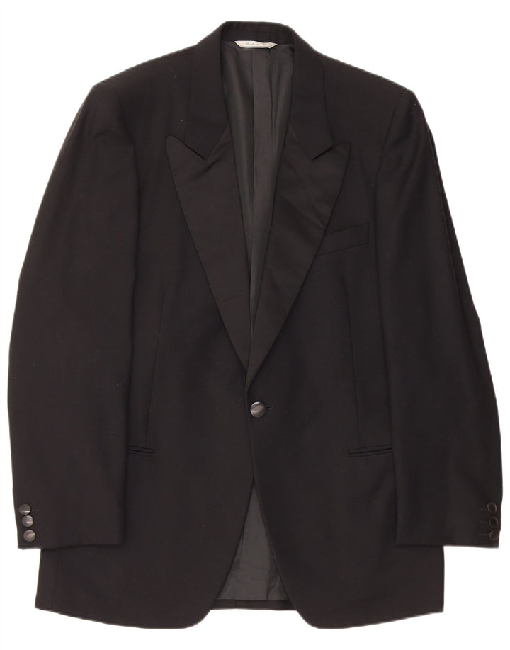 Carieri Herre 1 Knap Blazer Jakke IT 48 Medium Sort Ny Uld