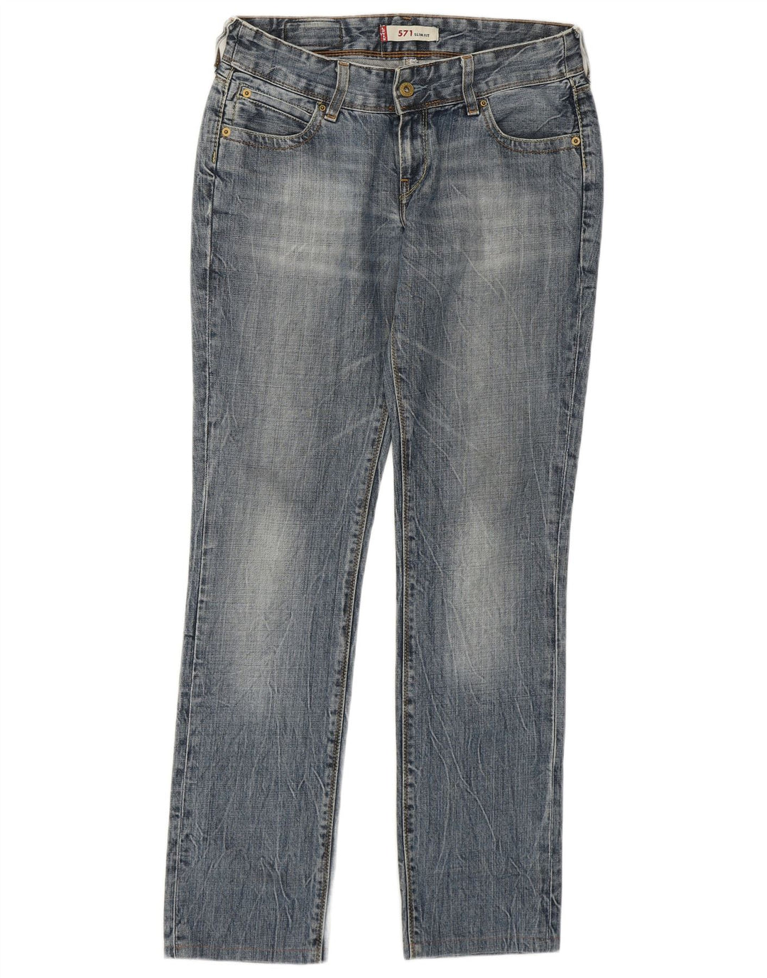 Levi's Womens 571 Slim Jeans W29 L30 Blue Cotton