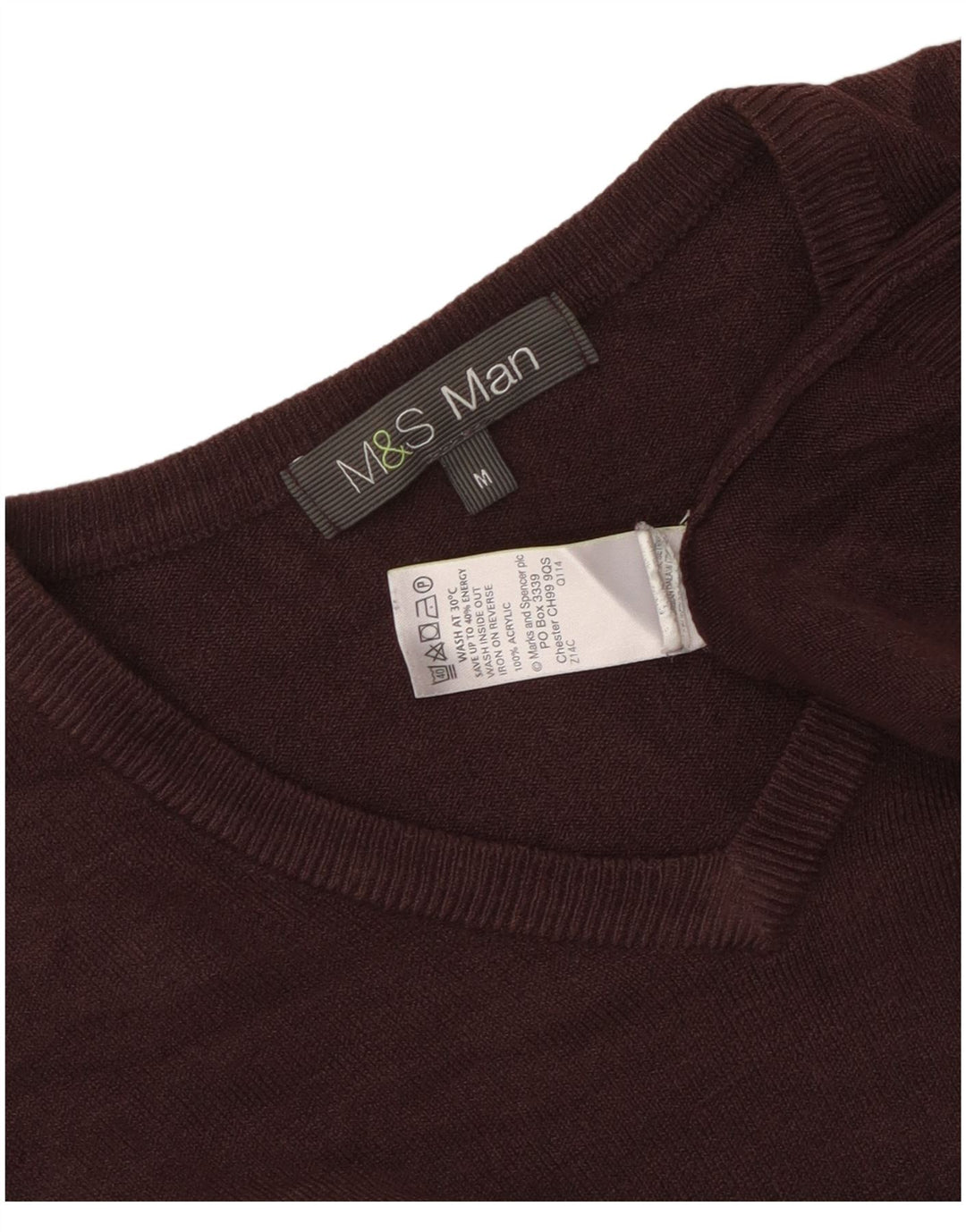 Marks & Spencer Womens V-Neck Jumper Sweater UK 14 Medium Brown Acrylic