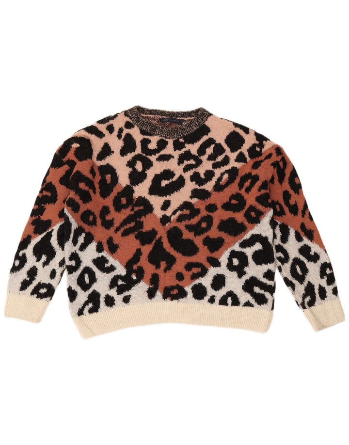Marks & Spencer Womens Crop Boat Neck Jumper Sweater UK 14 Medium Multicolo