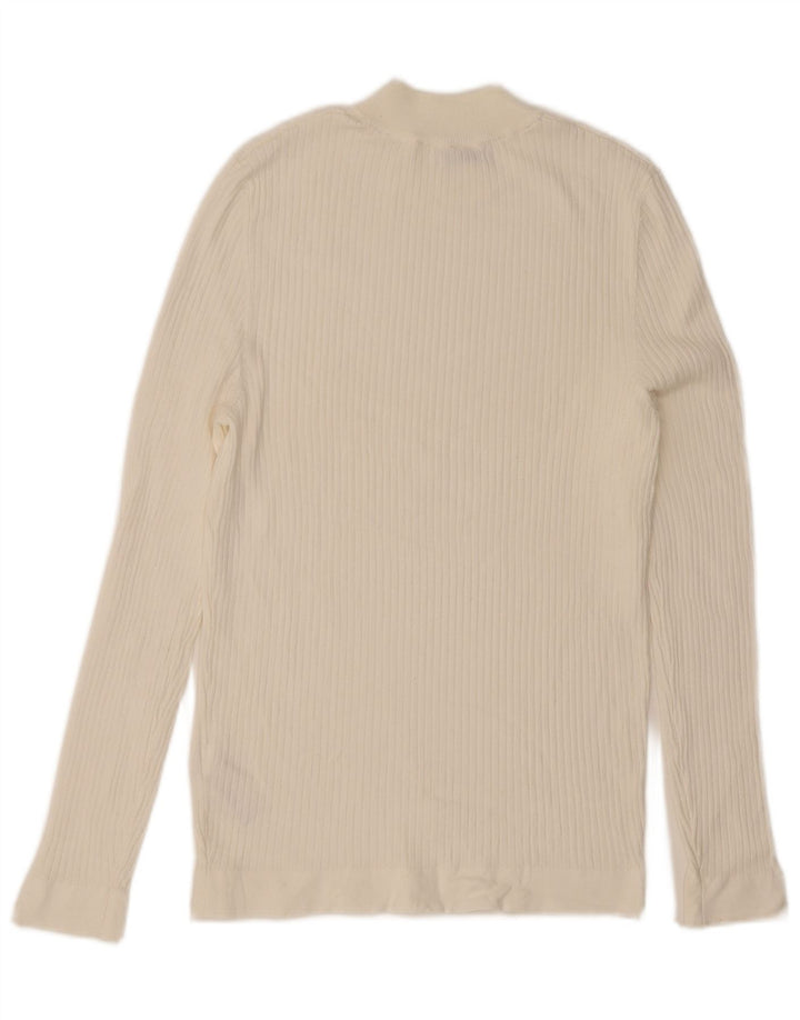Zara Dametop Langærmet UK 12 Medium White Viscose