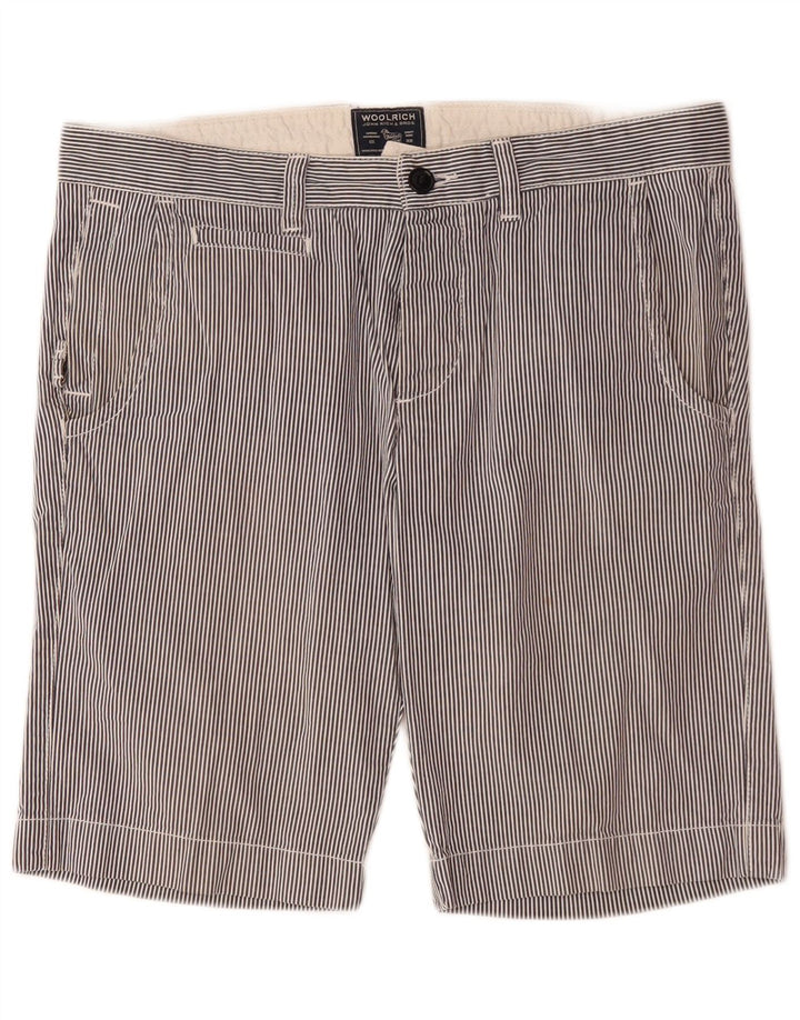 Woolrich Mens Chino Shorts W33 Medium Navy Blue Pinstripe Cotton