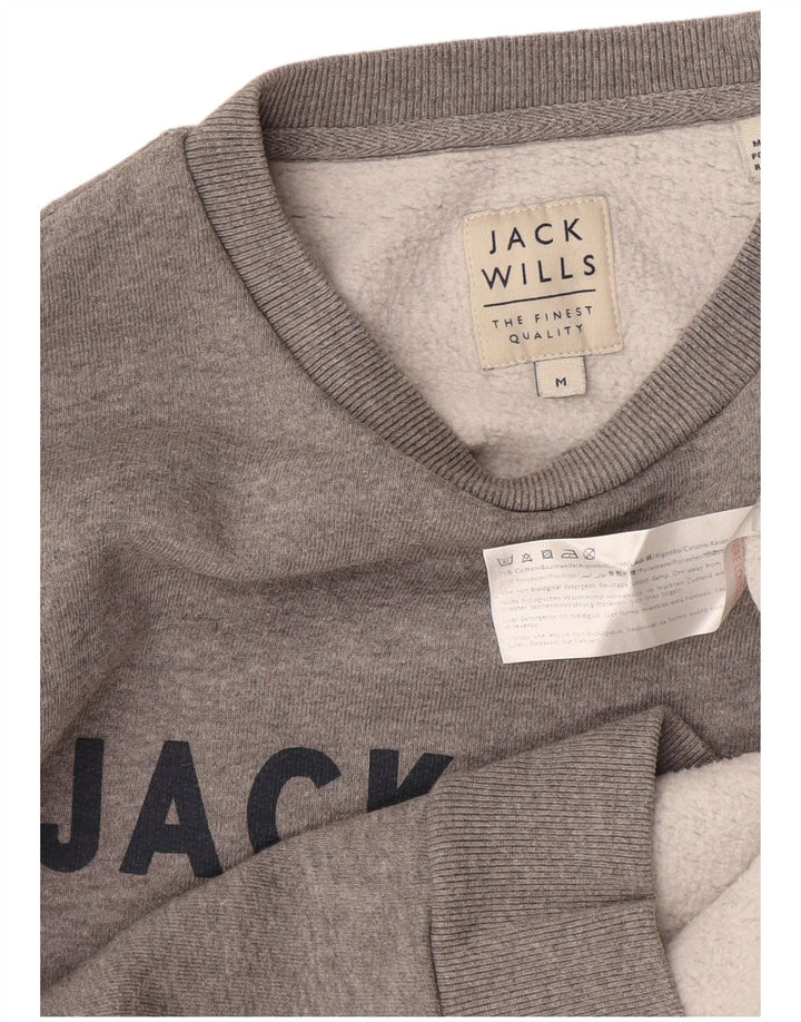 Jack Wills Herre Grafisk Sweatshirt Jumper Medium Grey Flecked Bomuld