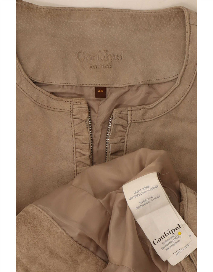 Conbipel Damen Wildlederjacke IT 46 Large Beige Leder