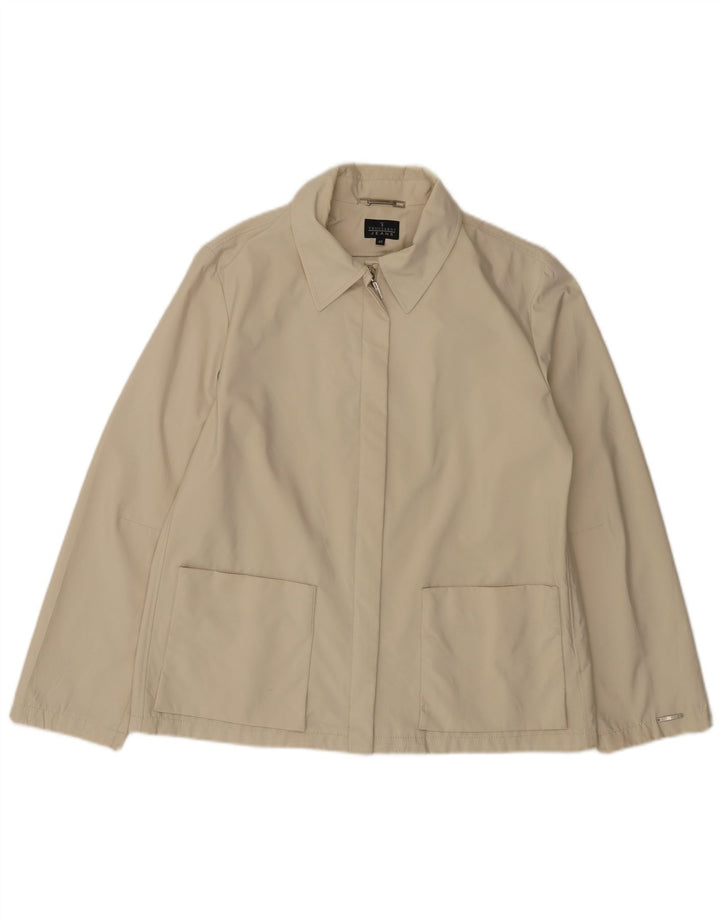 Trussardi Jeans Womens Bomber Jacket IT 46 Large Beige Cotton