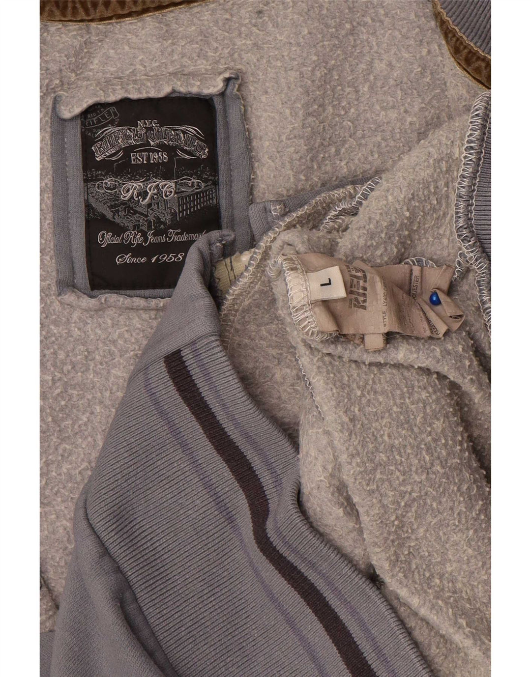 Rifle Mens Graphic Tracksuit Top Jacket Large Grey Polyester