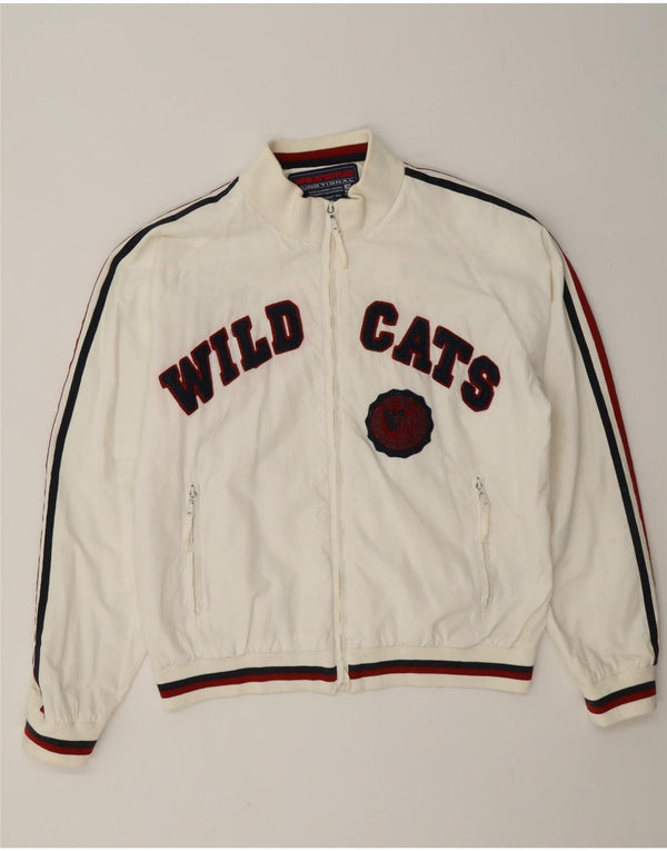 WPM Herre Wildcats Graphic Bomber Jacket UK 40 Large White Colourblock