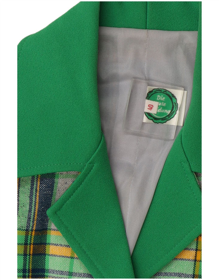 Vintage Womens Short Sleeve Shirt Blouse IT 40 Small Green Check Polyester