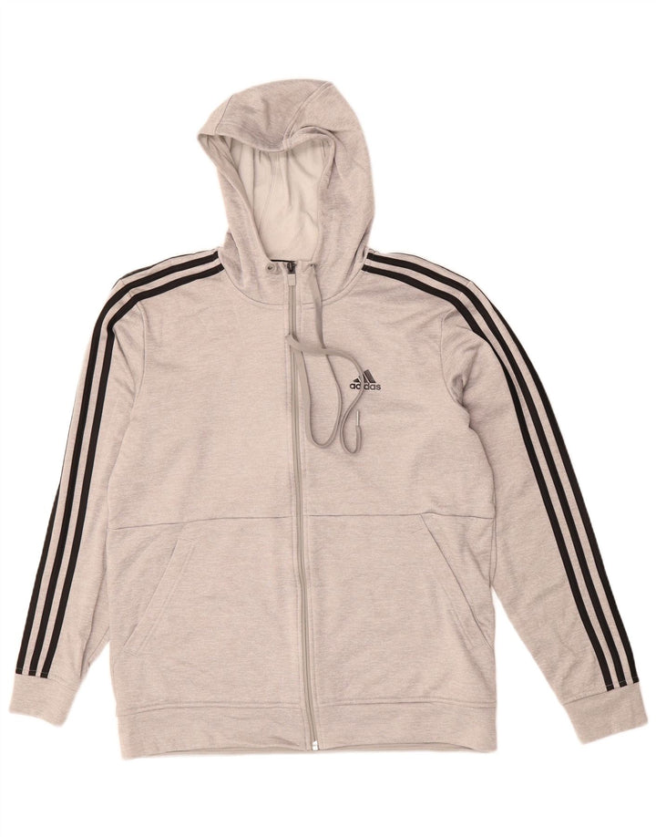 ADIDAS Mens Climawarm Zip Hoodie Sweater Medium Grey Polyester