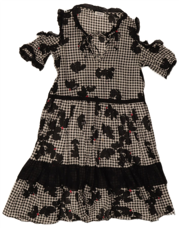 Abito a Balze Donna Liu Jo IT 42 Medio Nero in Cotone Vichy