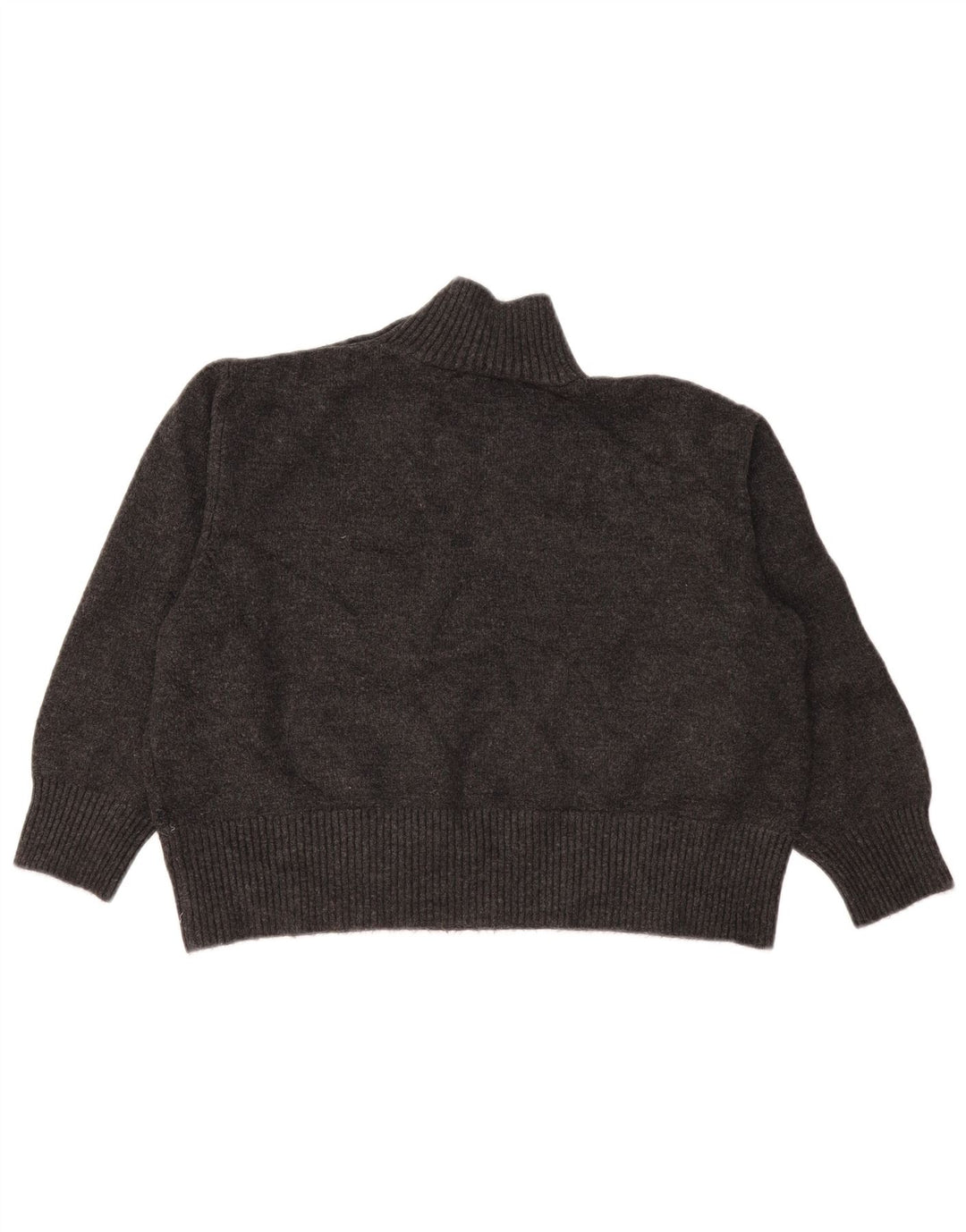 Zara Womens Oversized Crop Button Neck Jumper Sweater UK 10 Small Grey