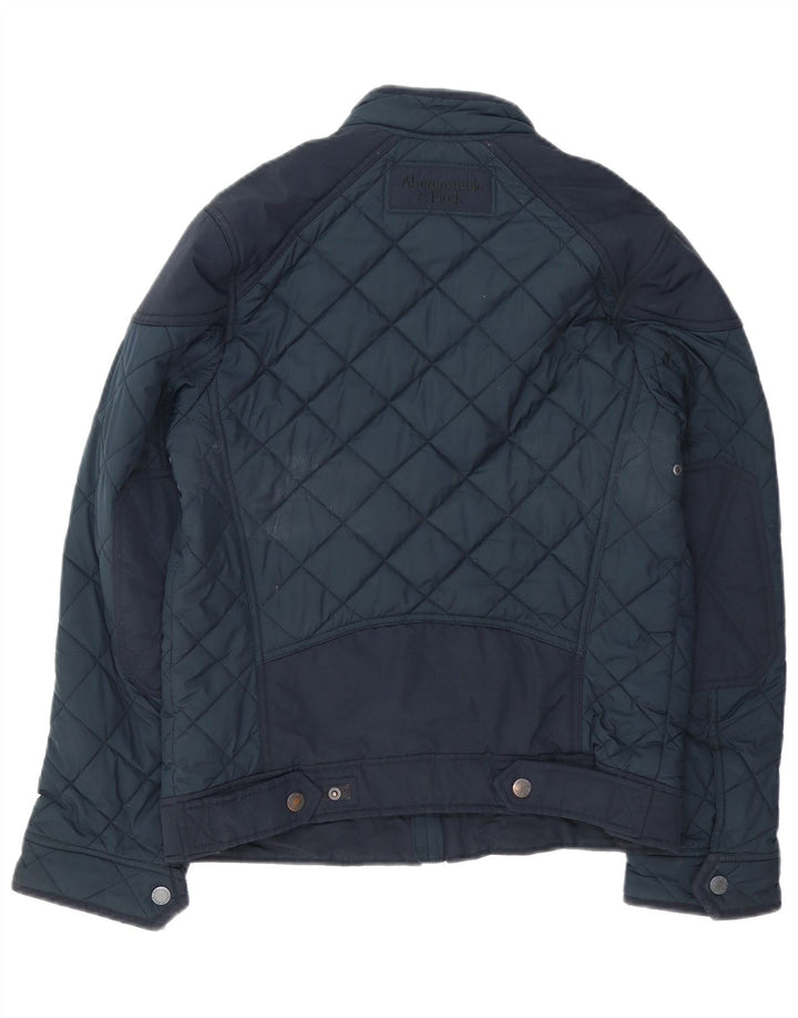 Abercrombie & Fitch Mens Quilted Jacket UK 36 Small Navy Blue Polyester