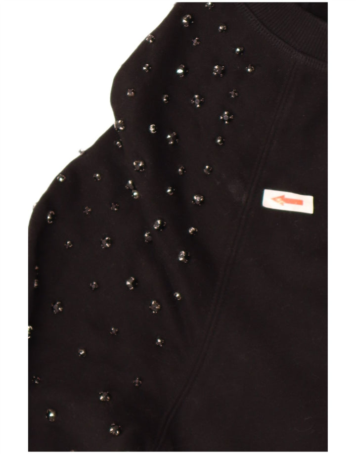 Marks & Spencer Womens Oversized Sweatshirt Jumper UK 6 XS Black Cotton