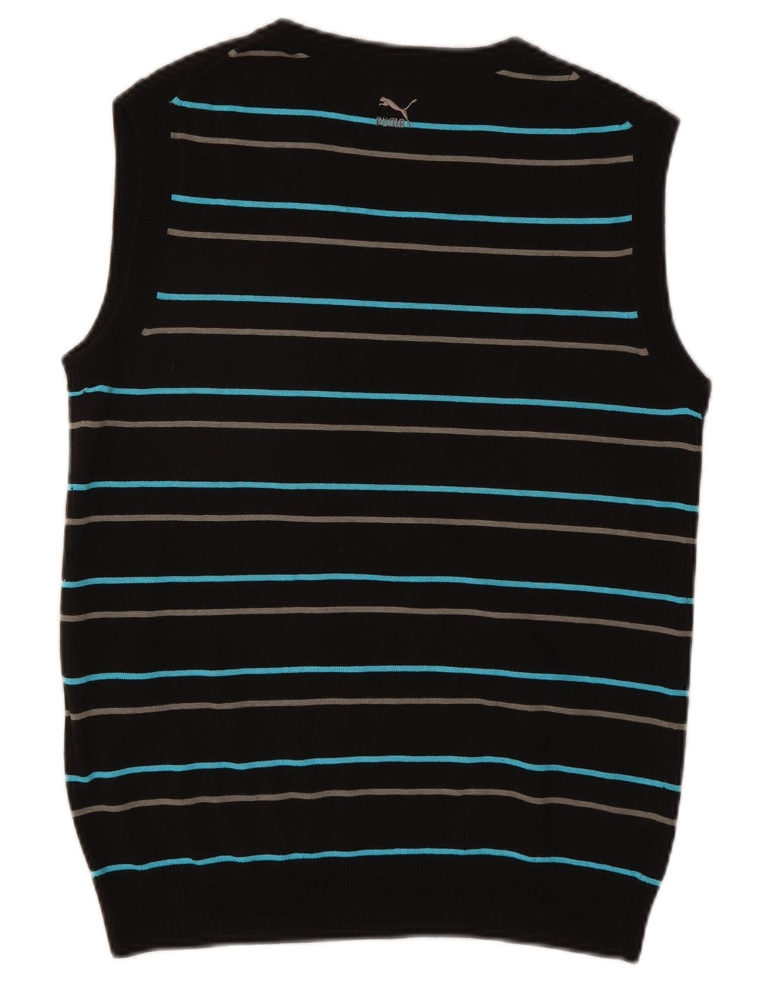 Puma Mens Vest Tank Top Medium Black Striped Cotton
