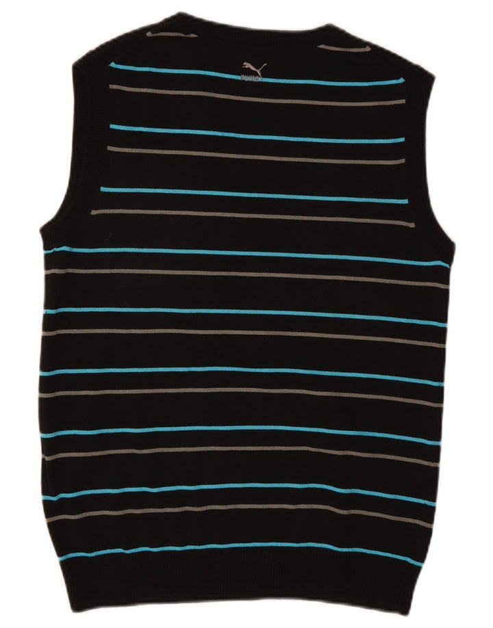 Puma Mens Vest Tank Top Medium Black Striped Cotton