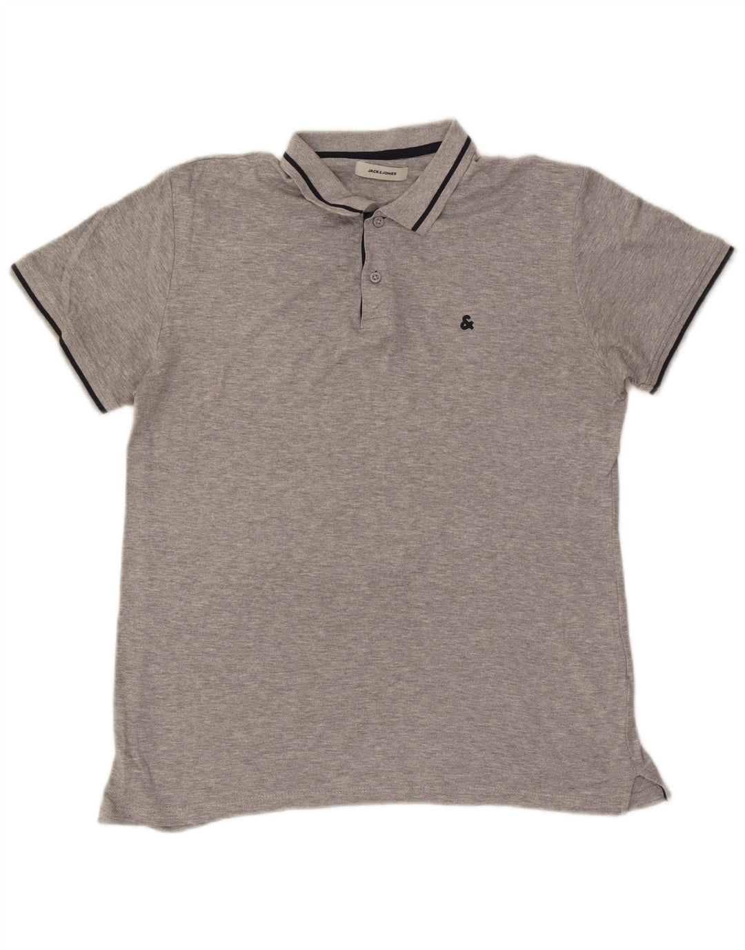 Jack & Jones Mens Polo Shirt Medium Grey Flecked Cotton