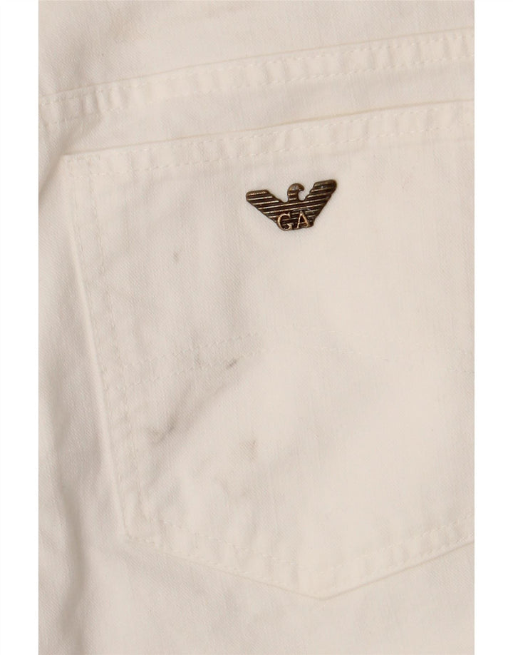ARMANI Womens Straight Casual Trousers  W31 L27 White Cotton Vintage Armani and Second-Hand Armani from Messina Hembry 