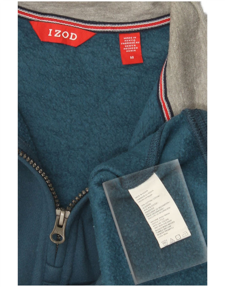 IZOD Mens Zip Neck Sweatshirt Jumper Medium Blue Cotton