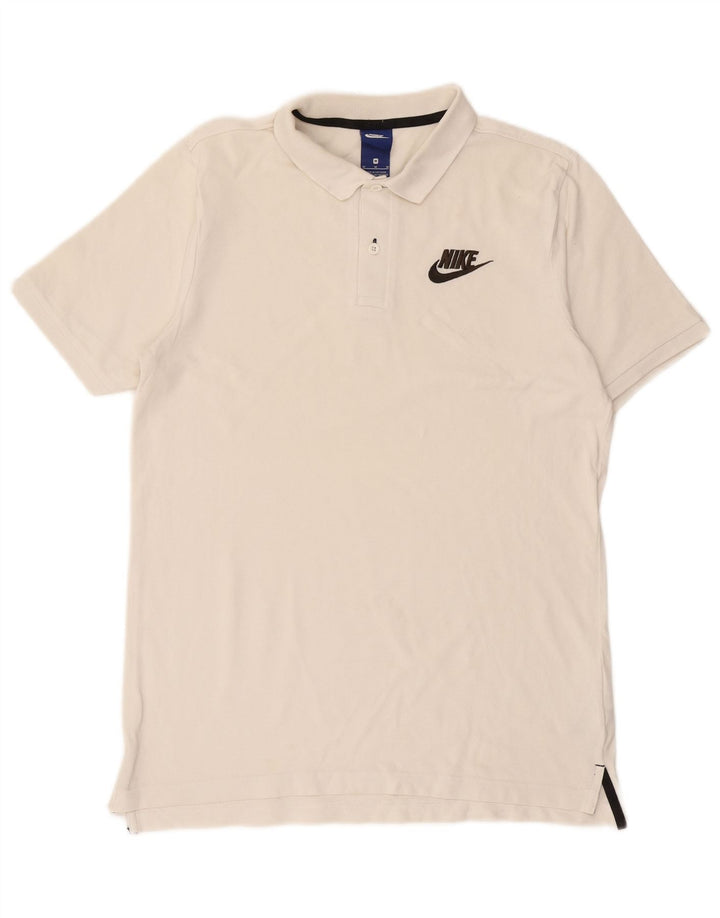 NIKE Mens Polo Shirt Medium Off White Cotton